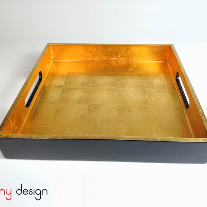 Square lacquer tray with plain gold 32cm